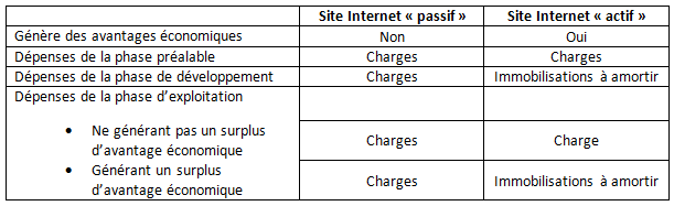 expertise compable : comptbilisation site internet